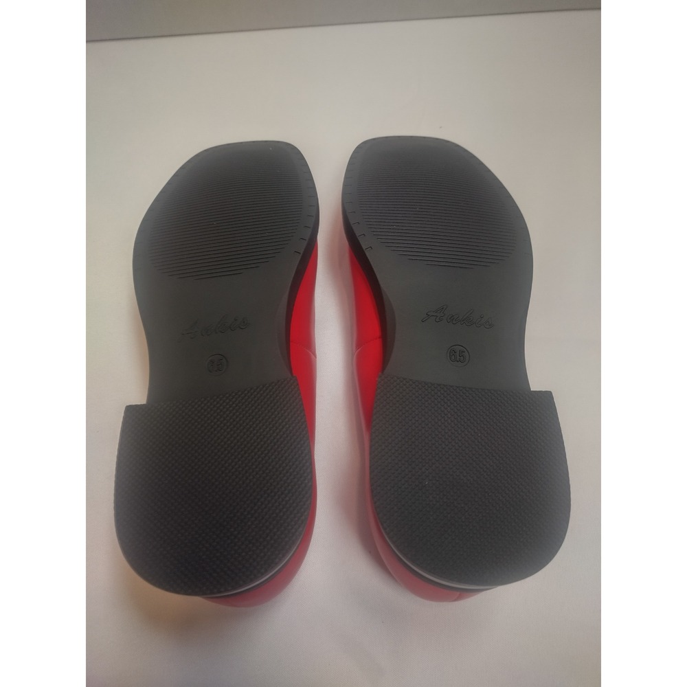 Ankis Red Mary Jane Flats Square Toe Buckle Strap Low Heel Shoes Womens 6.5 - Picture 7 of 7